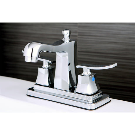 Queensbury FB4641JQL Two-Handle 3-Hole Deck Mount 4" Centerset Bathroom Faucet with Plastic Pop-Up, Polished Chrome
