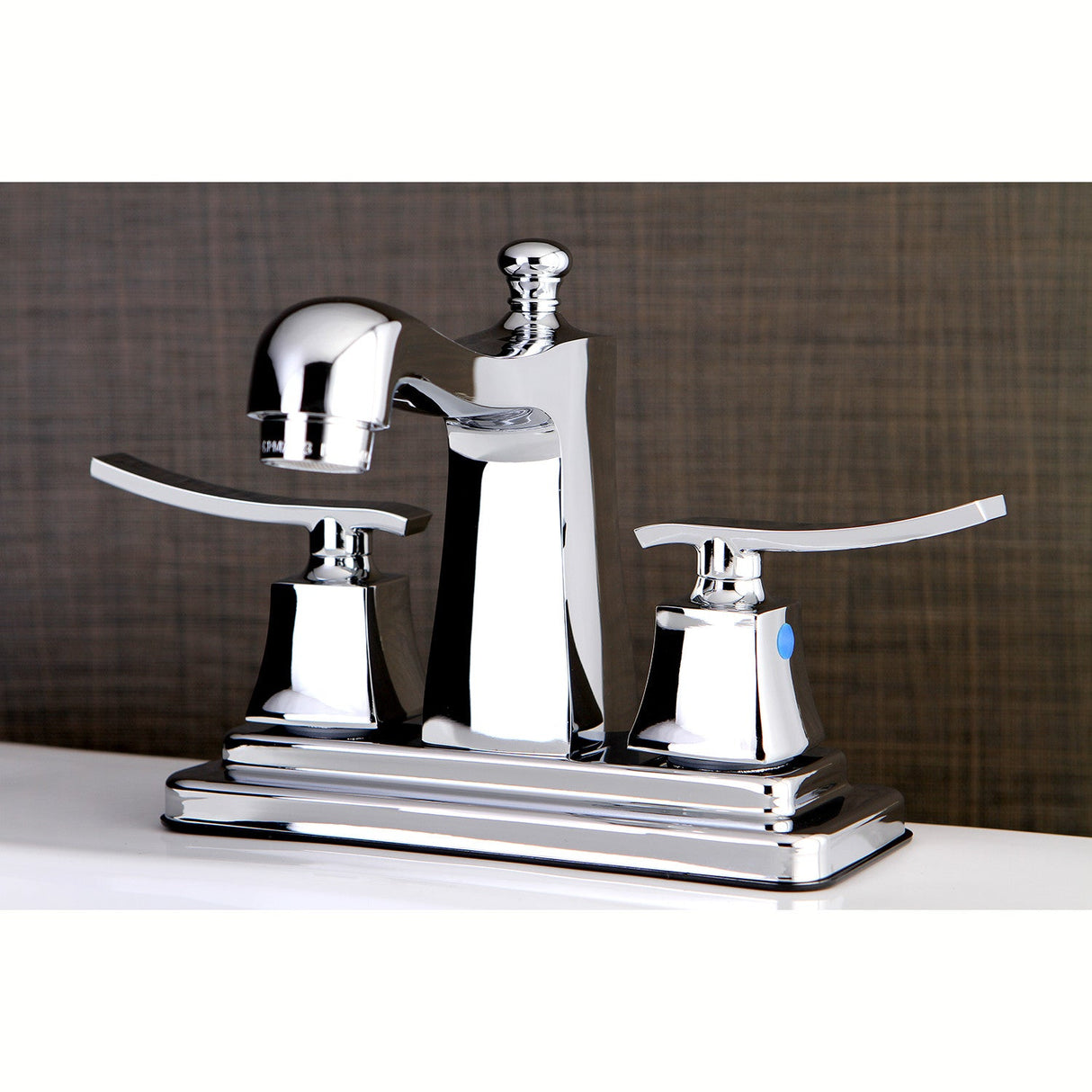 Queensbury FB4641JQL Two-Handle 3-Hole Deck Mount 4" Centerset Bathroom Faucet with Plastic Pop-Up, Polished Chrome
