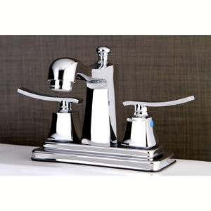 Queensbury FB4641JQL Two-Handle 3-Hole Deck Mount 4" Centerset Bathroom Faucet with Plastic Pop-Up, Polished Chrome