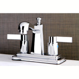 NuvoFusion FB4641NDL Two-Handle 3-Hole Deck Mount 4" Centerset Bathroom Faucet with Plastic Pop-Up, Polished Chrome