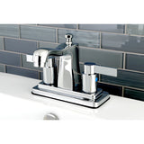NuvoFusion FB4641NDL Two-Handle 3-Hole Deck Mount 4" Centerset Bathroom Faucet with Plastic Pop-Up, Polished Chrome