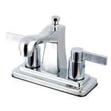 NuvoFusion FB4641NDL Two-Handle 3-Hole Deck Mount 4" Centerset Bathroom Faucet with Plastic Pop-Up, Polished Chrome