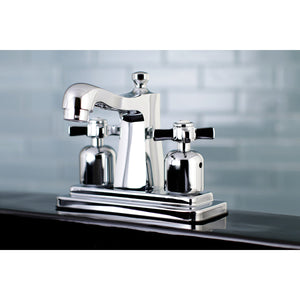 Millennium FB4641ZX Two-Handle 3-Hole Deck Mount 4" Centerset Bathroom Faucet with Plastic Pop-Up, Polished Chrome