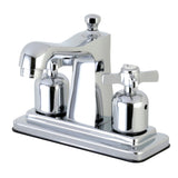 Millennium FB4641ZX Two-Handle 3-Hole Deck Mount 4" Centerset Bathroom Faucet with Plastic Pop-Up, Polished Chrome
