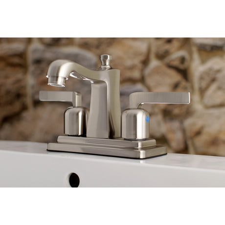 Centurion FB4648EFL Two-Handle 3-Hole Deck Mount 4" Centerset Bathroom Faucet with Plastic Pop-Up, Brushed Nickel