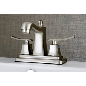 Queensbury FB4648JQL Two-Handle 3-Hole Deck Mount 4" Centerset Bathroom Faucet with Plastic Pop-Up, Brushed Nickel
