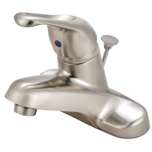 Wyndham FB518B Single-Handle 3-Hole Deck Mount 4" Centerset Bathroom Faucet with Brass Pop-Up, Brushed Nickel