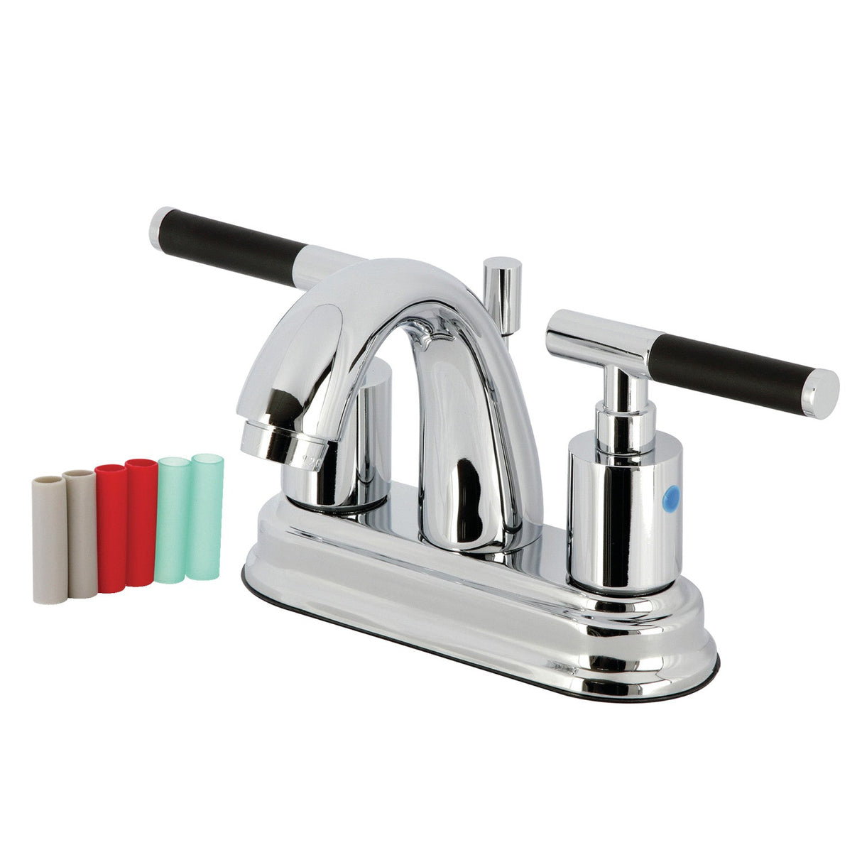 Kaiser FB5611CKL Two-Handle 3-Hole Deck Mount 4" Centerset Bathroom Faucet with Plastic Pop-Up, Polished Chrome