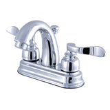 NuWave French FB5611NFL Two-Handle 3-Hole Deck Mount 4" Centerset Bathroom Faucet with Plastic Pop-Up, Polished Chrome
