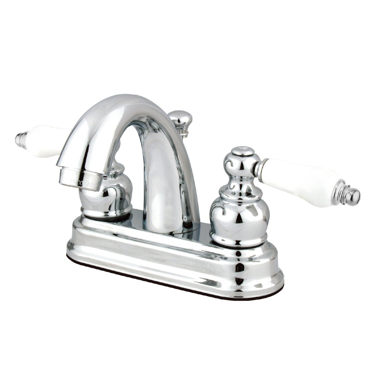 Restoration FB5611PL Two-Handle 3-Hole Deck Mount 4" Centerset Bathroom Faucet with Plastic Pop-Up, Polished Chrome