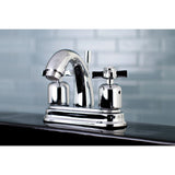 Millennium FB5611ZX Two-Handle 3-Hole Deck Mount 4" Centerset Bathroom Faucet with Plastic Pop-Up, Polished Chrome