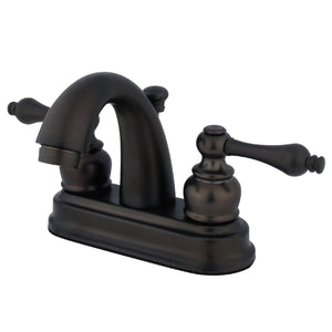 Restoration FB5615AL Two-Handle 3-Hole Deck Mount 4" Centerset Bathroom Faucet with Plastic Pop-Up, Oil Rubbed Bronze