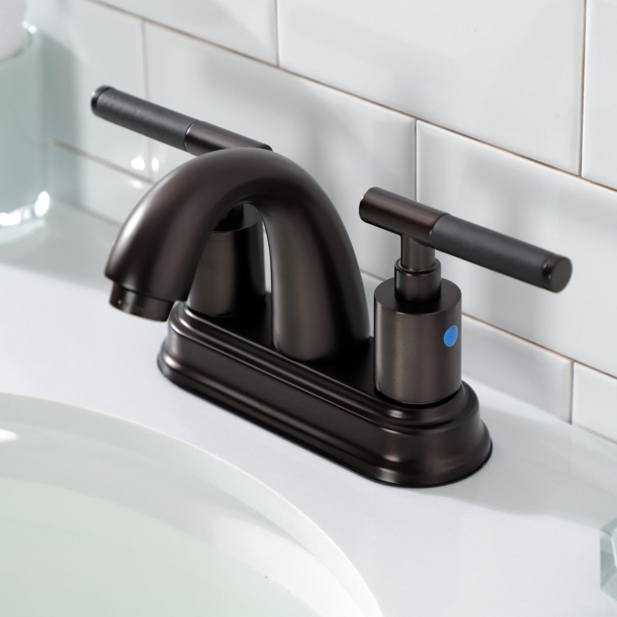 Kaiser FB5615CKL Two-Handle 3-Hole Deck Mount 4" Centerset Bathroom Faucet with Plastic Pop-Up, Oil Rubbed Bronze