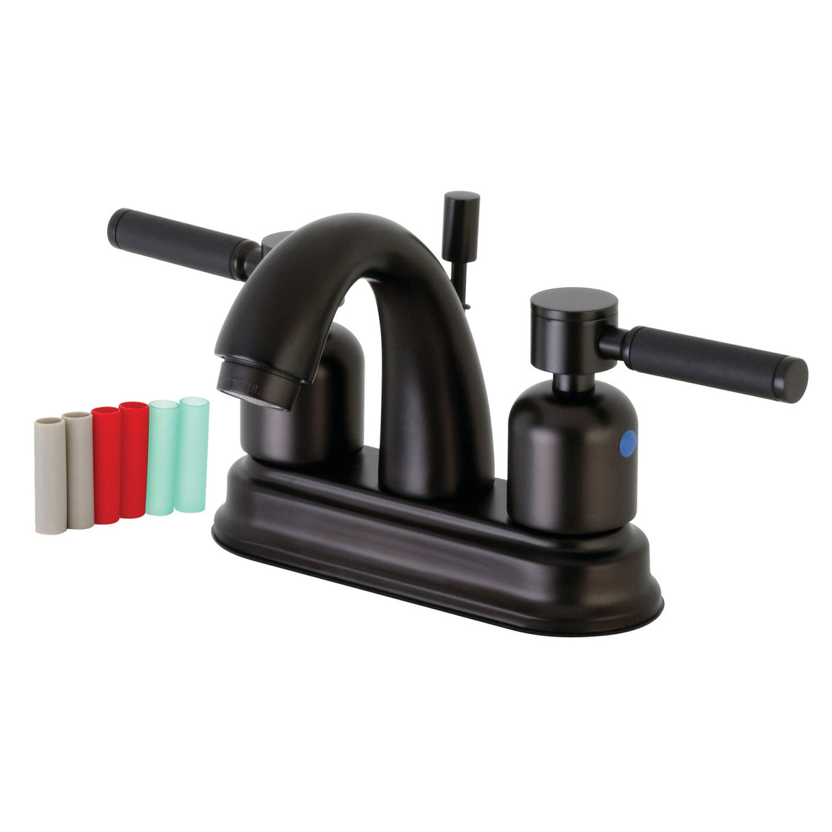 Kaiser FB5615DKL Two-Handle 3-Hole Deck Mount 4" Centerset Bathroom Faucet with Plastic Pop-Up, Oil Rubbed Bronze