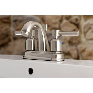 Concord FB5618DL Two-Handle 3-Hole Deck Mount 4" Centerset Bathroom Faucet with Plastic Pop-Up, Brushed Nickel