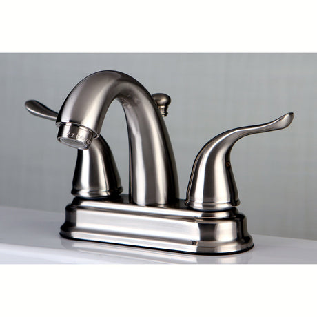 Yosemite FB5618YL Two-Handle 3-Hole Deck Mount 4" Centerset Bathroom Faucet with Plastic Pop-Up, Brushed Nickel