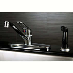 Wyndham FB562 Single-Handle 2-or-4 Hole Deck Mount 8" Centerset Kitchen Faucet with Side Sprayer, Polished Chrome