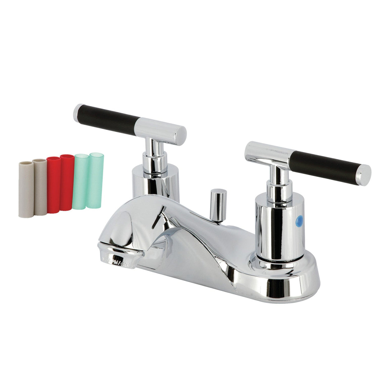 Kaiser FB5621CKL Two-Handle 3-Hole Deck Mount 4" Centerset Bathroom Faucet with Plastic Pop-Up, Polished Chrome