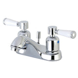 Paris FB5621DPL Two-Handle 3-Hole Deck Mount 4" Centerset Bathroom Faucet with Plastic Pop-Up, Polished Chrome