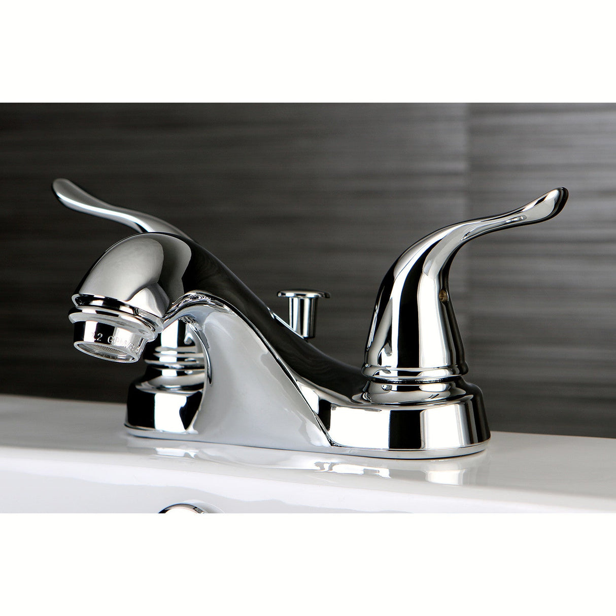 Yosemite FB5621YL Two-Handle 3-Hole Deck Mount 4" Centerset Bathroom Faucet with Plastic Pop-Up, Polished Chrome