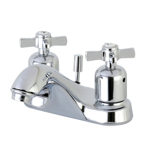 Millennium FB5621ZX Two-Handle 3-Hole Deck Mount 4" Centerset Bathroom Faucet with Plastic Pop-Up, Polished Chrome