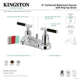 Kaiser FB5628CKL Two-Handle 3-Hole Deck Mount 4" Centerset Bathroom Faucet with Plastic Pop-Up, Brushed Nickel