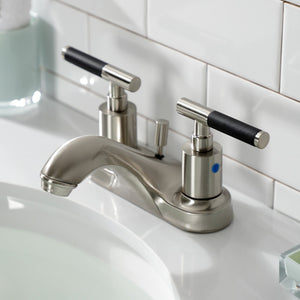 Kaiser FB5628CKL Two-Handle 3-Hole Deck Mount 4" Centerset Bathroom Faucet with Plastic Pop-Up, Brushed Nickel