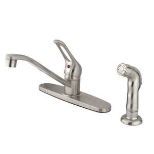 Wyndham FB562SNSP Single-Handle 2-or-4 Hole Deck Mount 8" Centerset Kitchen Faucet with Side Sprayer, Brushed Nickel
