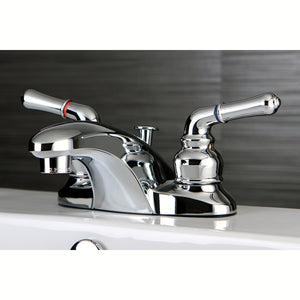 Magellan FB621 Two-Handle 3-Hole Deck Mount 4" Centerset Bathroom Faucet with Plastic Pop-Up, Polished Chrome