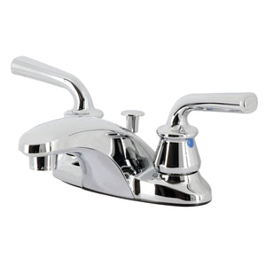 Restoration FB621RXL Two-Handle 3-Hole Deck Mount 4" Centerset Bathroom Faucet with Plastic Pop-Up, Polished Chrome