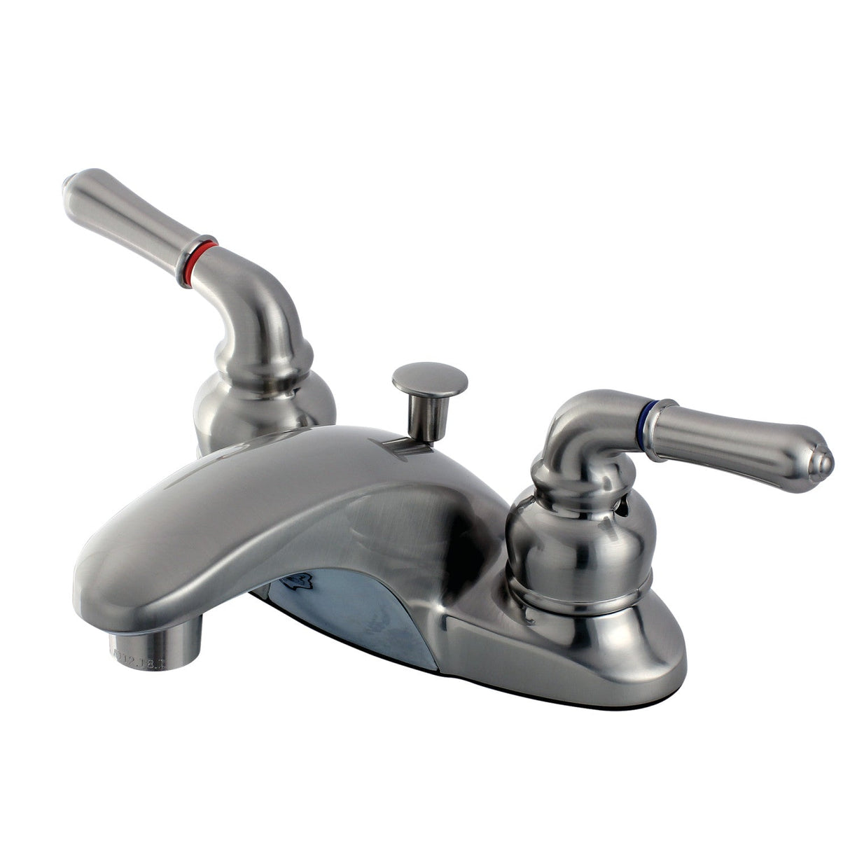 Magellan FB628 Two-Handle 3-Hole Deck Mount 4" Centerset Bathroom Faucet with Plastic Pop-Up, Brushed Nickel