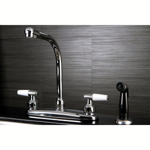 Americana FB751 Two-Handle 4-Hole Deck Mount 8" Centerset Kitchen Faucet with Side Sprayer, Polished Chrome