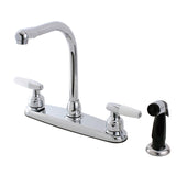 Americana FB751 Two-Handle 4-Hole Deck Mount 8" Centerset Kitchen Faucet with Side Sprayer, Polished Chrome