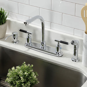 Kaiser FB751CKLSP Two-Handle 4-Hole Deck Mount 8" Centerset Kitchen Faucet with Side Sprayer, Polished Chrome