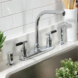 Kaiser FB751CKLSP Two-Handle 4-Hole Deck Mount 8" Centerset Kitchen Faucet with Side Sprayer, Polished Chrome