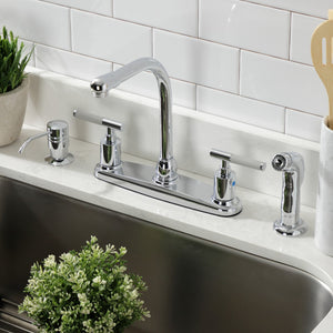 Kaiser FB751CKLSP Two-Handle 4-Hole Deck Mount 8" Centerset Kitchen Faucet with Side Sprayer, Polished Chrome