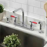 Kaiser FB751CKLSP Two-Handle 4-Hole Deck Mount 8" Centerset Kitchen Faucet with Side Sprayer, Polished Chrome