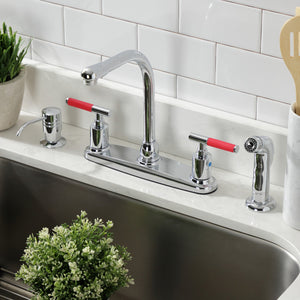 Kaiser FB751CKLSP Two-Handle 4-Hole Deck Mount 8" Centerset Kitchen Faucet with Side Sprayer, Polished Chrome