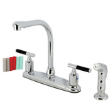 Kaiser FB751CKLSP Two-Handle 4-Hole Deck Mount 8" Centerset Kitchen Faucet with Side Sprayer, Polished Chrome