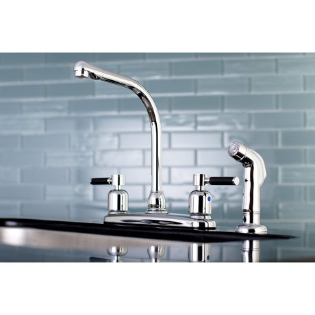 Kaiser FB751DKLSP Two-Handle 4-Hole Deck Mount 8" Centerset Kitchen Faucet with Side Sprayer, Polished Chrome