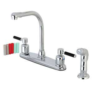 Kaiser FB751DKLSP Two-Handle 4-Hole Deck Mount 8" Centerset Kitchen Faucet with Side Sprayer, Polished Chrome