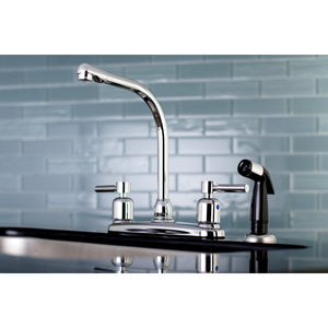 Concord FB751DL Two-Handle 4-Hole Deck Mount 8" Centerset Kitchen Faucet with Side Sprayer, Polished Chrome