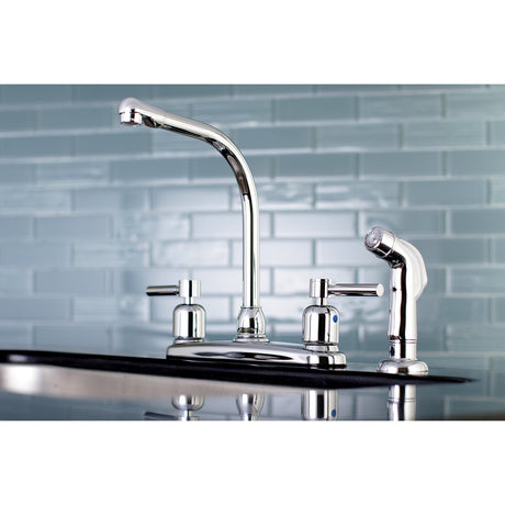 Concord FB751DLSP Two-Handle 4-Hole Deck Mount 8" Centerset Kitchen Faucet with Side Sprayer, Polished Chrome