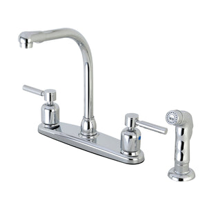Concord FB751DLSP Two-Handle 4-Hole Deck Mount 8" Centerset Kitchen Faucet with Side Sprayer, Polished Chrome