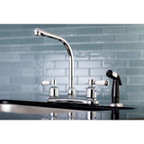 Paris FB751DPL Two-Handle 4-Hole Deck Mount 8" Centerset Kitchen Faucet with Side Sprayer, Polished Chrome