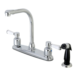 Paris FB751DPL Two-Handle 4-Hole Deck Mount 8" Centerset Kitchen Faucet with Side Sprayer, Polished Chrome