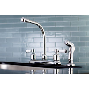 Paris FB751DPLSP Two-Handle 4-Hole Deck Mount 8" Centerset Kitchen Faucet with Side Sprayer, Polished Chrome