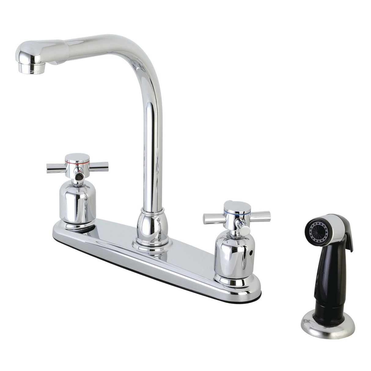 Concord FB751DX Two-Handle 4-Hole Deck Mount 8" Centerset Kitchen Faucet with Side Sprayer, Polished Chrome