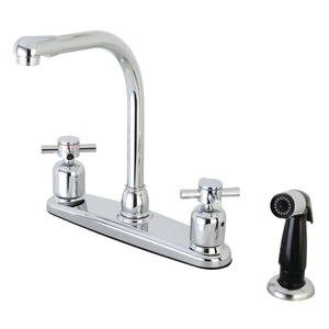Concord FB751DX Two-Handle 4-Hole Deck Mount 8" Centerset Kitchen Faucet with Side Sprayer, Polished Chrome