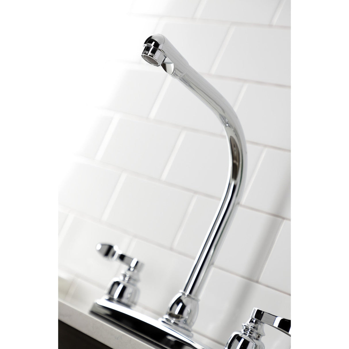 NuWave French FB751NFLSP Two-Handle 4-Hole Deck Mount 8" Centerset Kitchen Faucet with Side Sprayer, Polished Chrome
